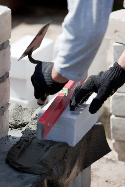 Builder lays Bricks