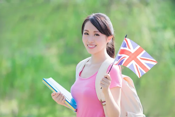 Girl holding  British flag
