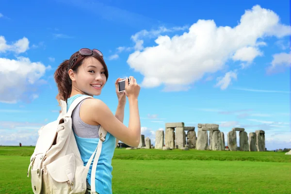 Happy woman travel in England