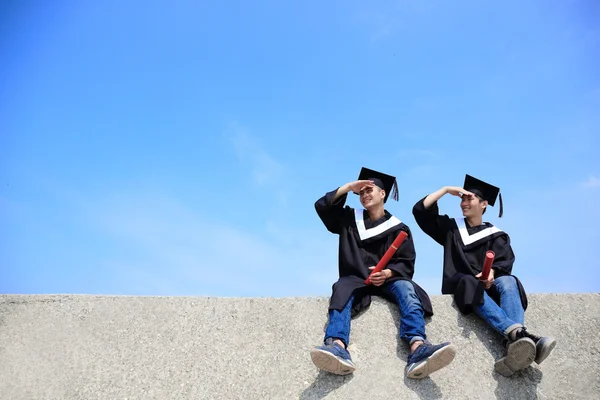 Students looking at  sky