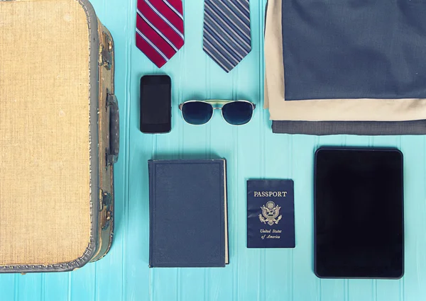 Collection of business travel items