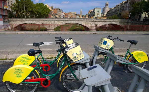 Some bicycles of the Girocleta service in Girona, Spain