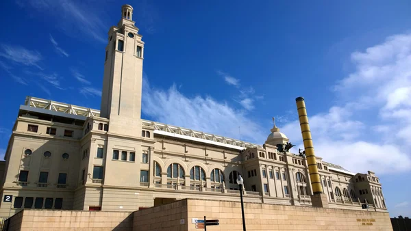 View of the exterior of Olympic Stadium Lluis Companys in Barcelona, Spain