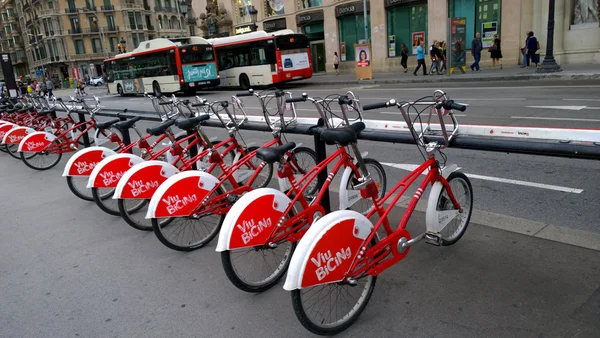Some bicycles of the bicing service in Barcelona, Spain