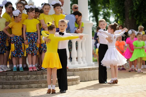 Orel, Russia - June 01, 2015: Children\'s Day, two pairs of childre