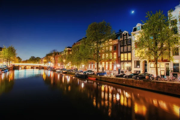 Highlighting buildings and streets Amsterdam, the Netherlands.