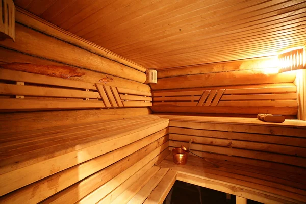 Interior of modern wooden sauna