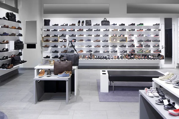 Interior of shoe store in modern european mall