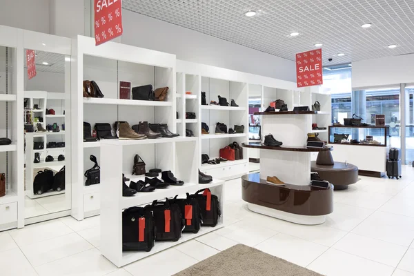 Interior of shoe store in modern european mall