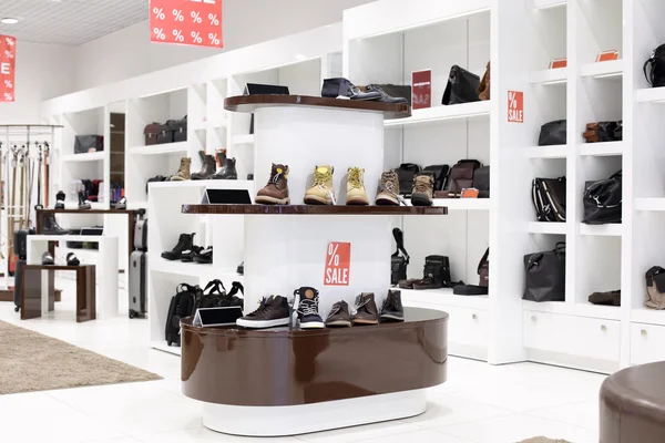 Interior of shoe store in modern european mall