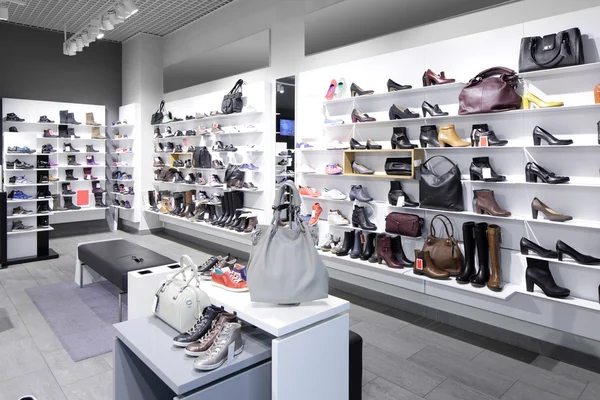 Interior of shoe store in modern european mall