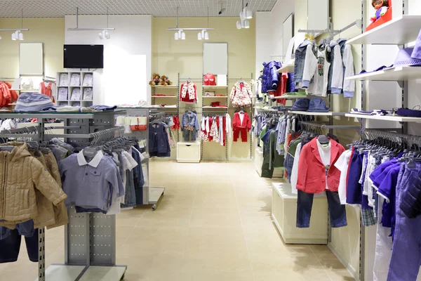 Brand new interior of kids cloth store