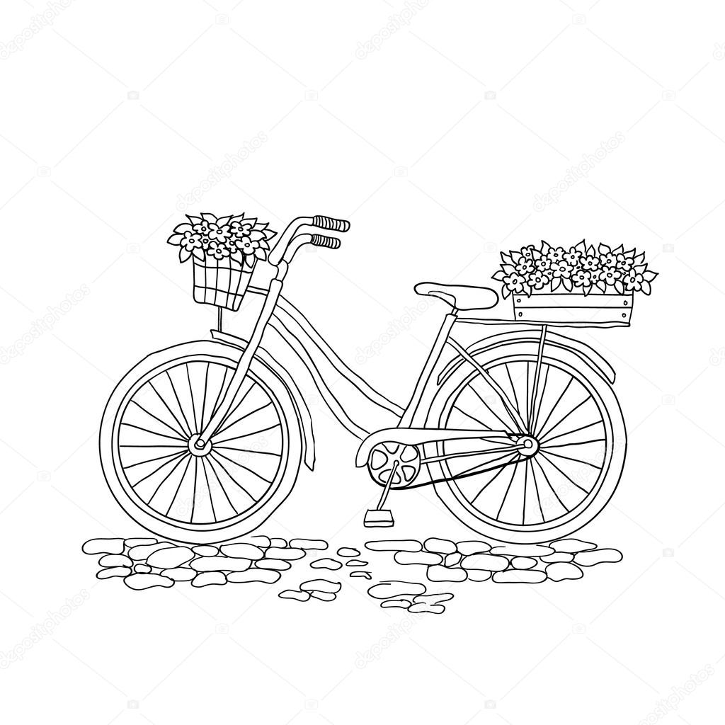 Bicycle With Basket Drawing