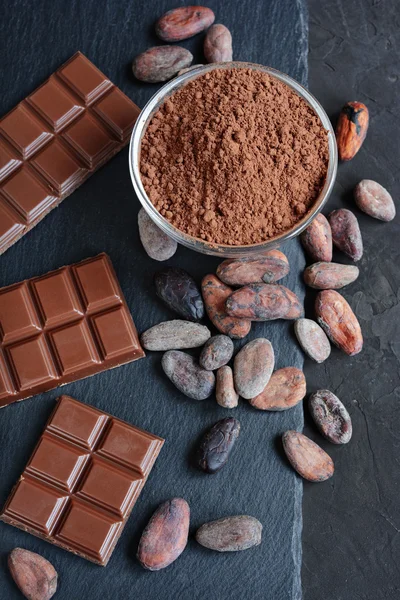 Cacao beans, cacao powder and chocolate