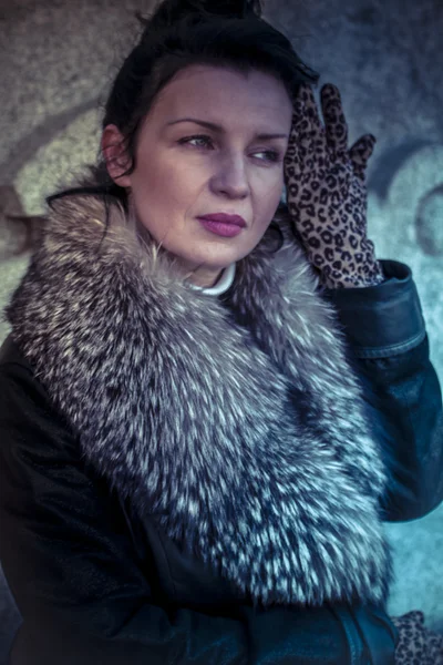 Russian woman in fur coat
