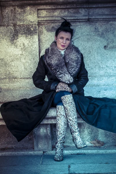 Russian woman in fur coat