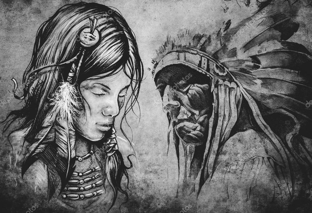 ilustra 231 227 o de tatuagem de mulher de 237 ndio americano ilustra 231 227 o de tatuagem de mulher de 237 ndio americano