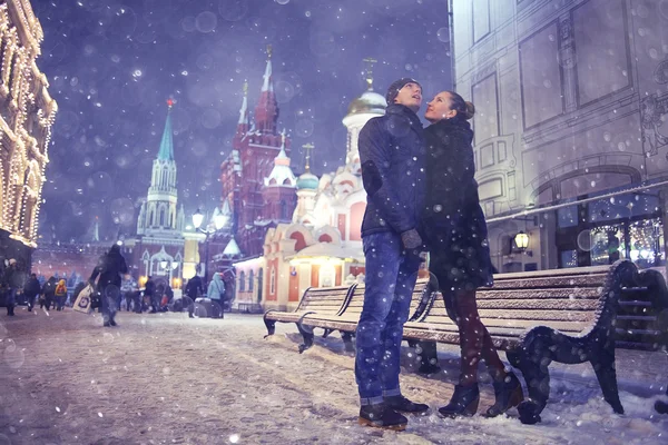 Loving couple walking in city