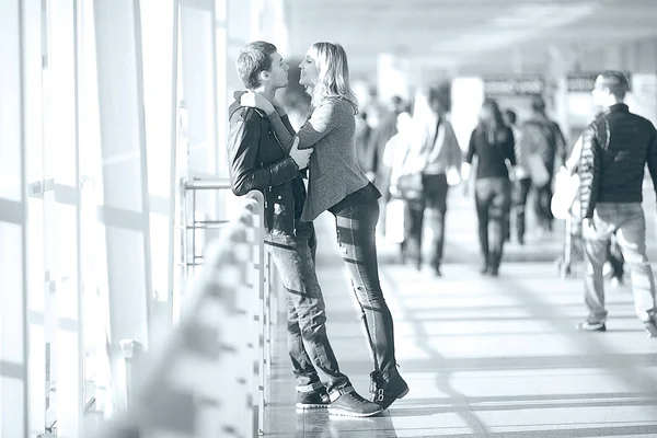 Loving couple walking in city