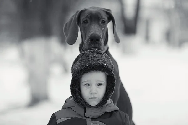 Little boy with  dog