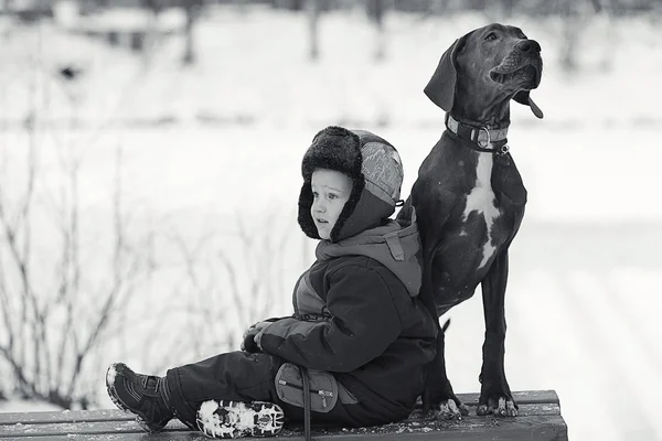 Little boy with  dog