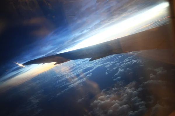 Birds-eye view of the airplane window