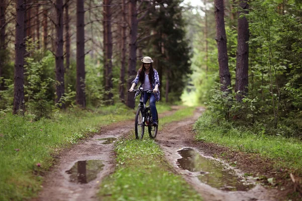 Young girl on a sports bike