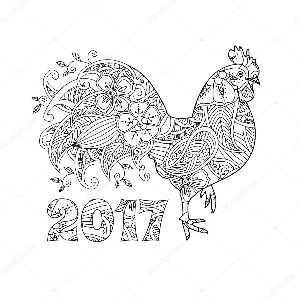 Раскраски с петухом 2017 Раскраски с петухом 2017