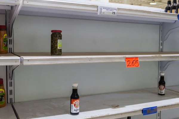 Empty shelves in venezuelan supermarket