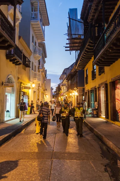 People walk at the streets of Cartagena