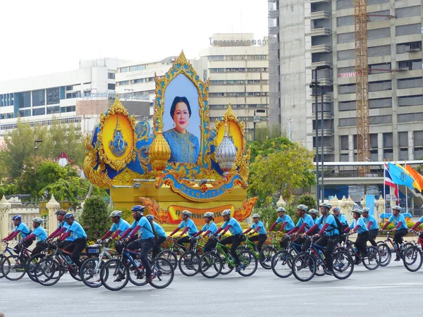 Bangkok , Thailand - 16 August 2015: Thai cyclists ride their bicycles during a campaign \'Bike for Mom\'.Bike for mom event show respected to Queen and make Thailand\'s cyclists set record for world\'s b