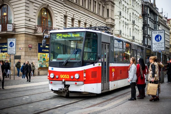 PRAGUE, CZECH REPUBLIC - MARCH 5, 2016: The vintage excursion tr