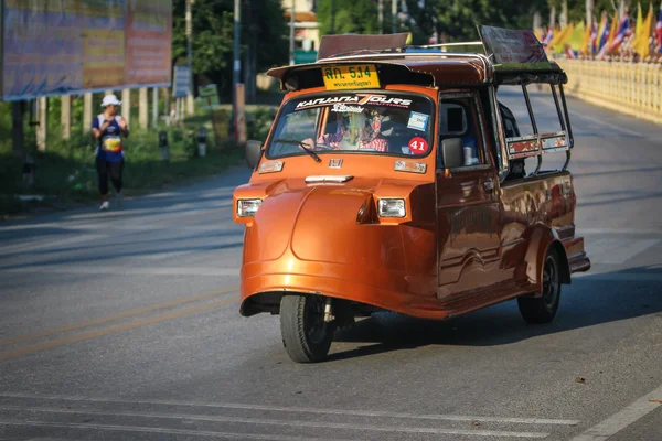 AYUTTHAYA, THAILAND - 6 DEC 2015: Tuk-Tuk driving on the road. I