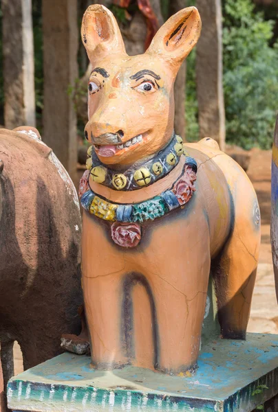 Clay dog at Kothamangalam horse shrine.