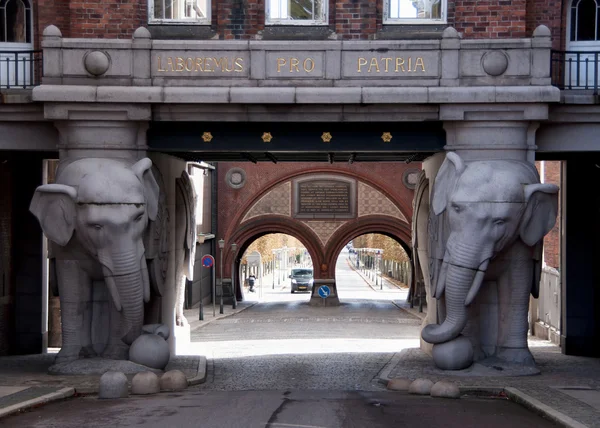 Monumental gate at Carlberg\'s brewery in Copenhagen.