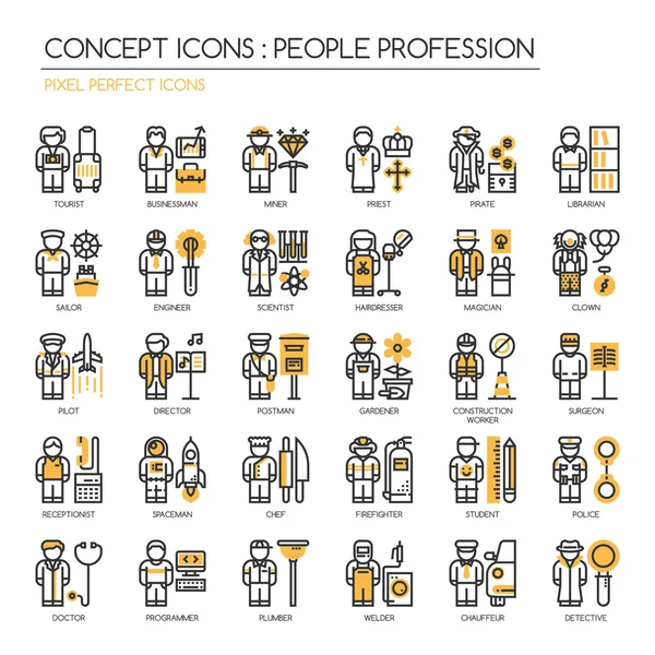 People Profession , thin line icons set , Pixel Perfect Icons