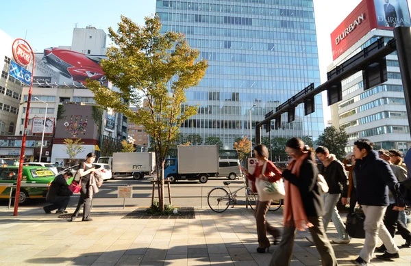 Tokyo, Japan - November 24, 2013: People walk by store building on Omotesando Street