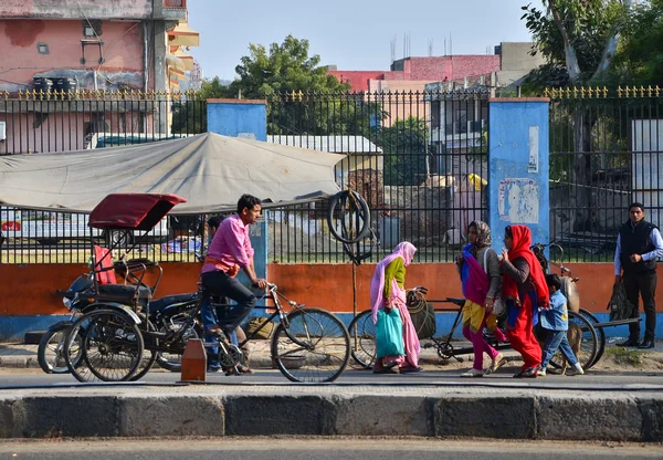 Jaipur, India - December 30, 2014: Indian people on Street of the Pink City