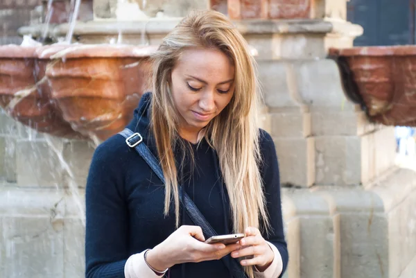 Beautiful woman  consulting his mobile phone