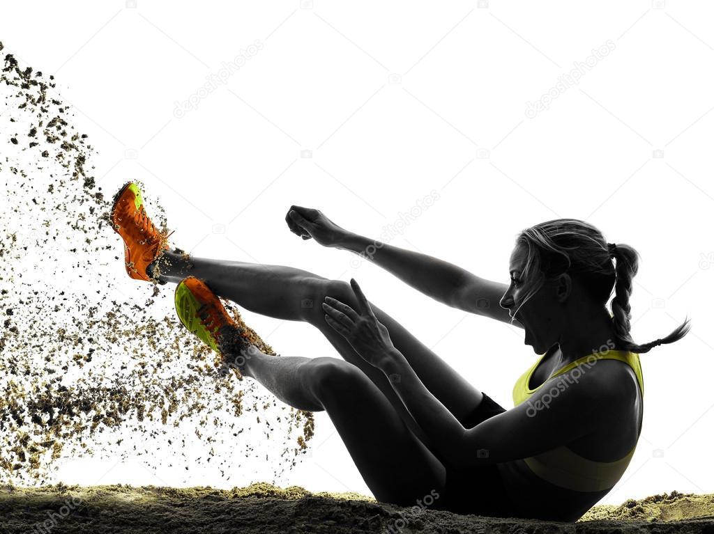 Woman long jump isolated silhouette — Stock Photo © STYLEPICS 82716380