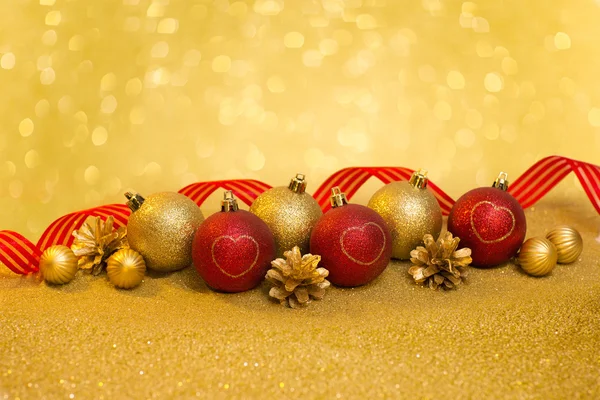 Christmas ornament with red and gold christmas balls