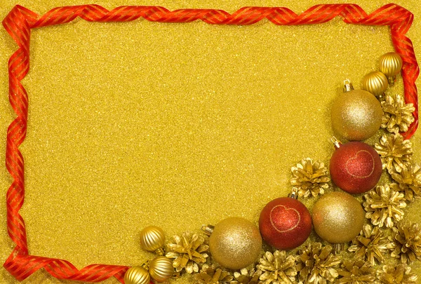 Happy New Year festive background with red and gold balls