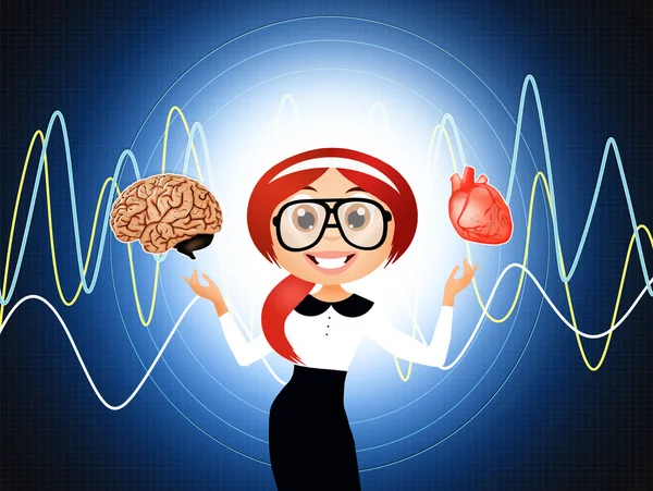 Woman with brain and heart