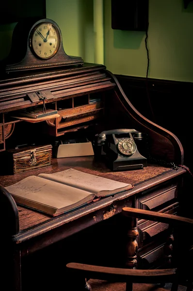 Vintage writing bureau and phone