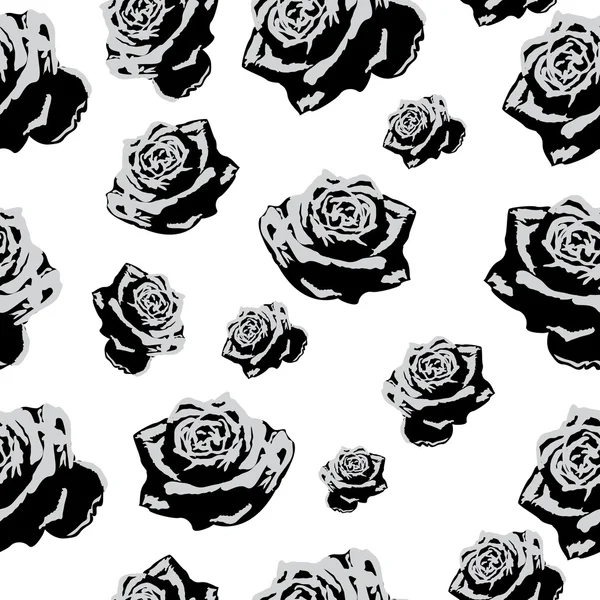 Seamless pattern black white flowers roses