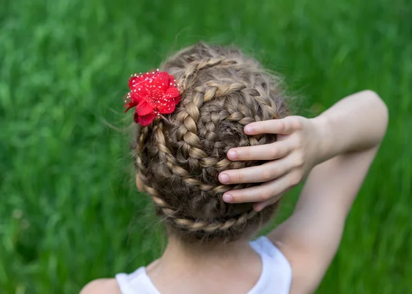 Hairstyle with braids on a young girl