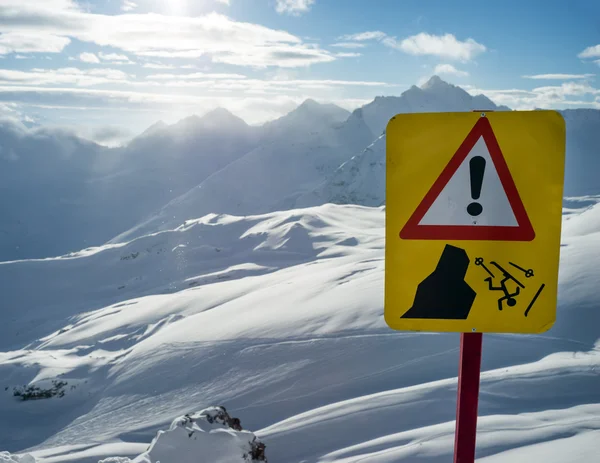 Warning sign of danger in mountains