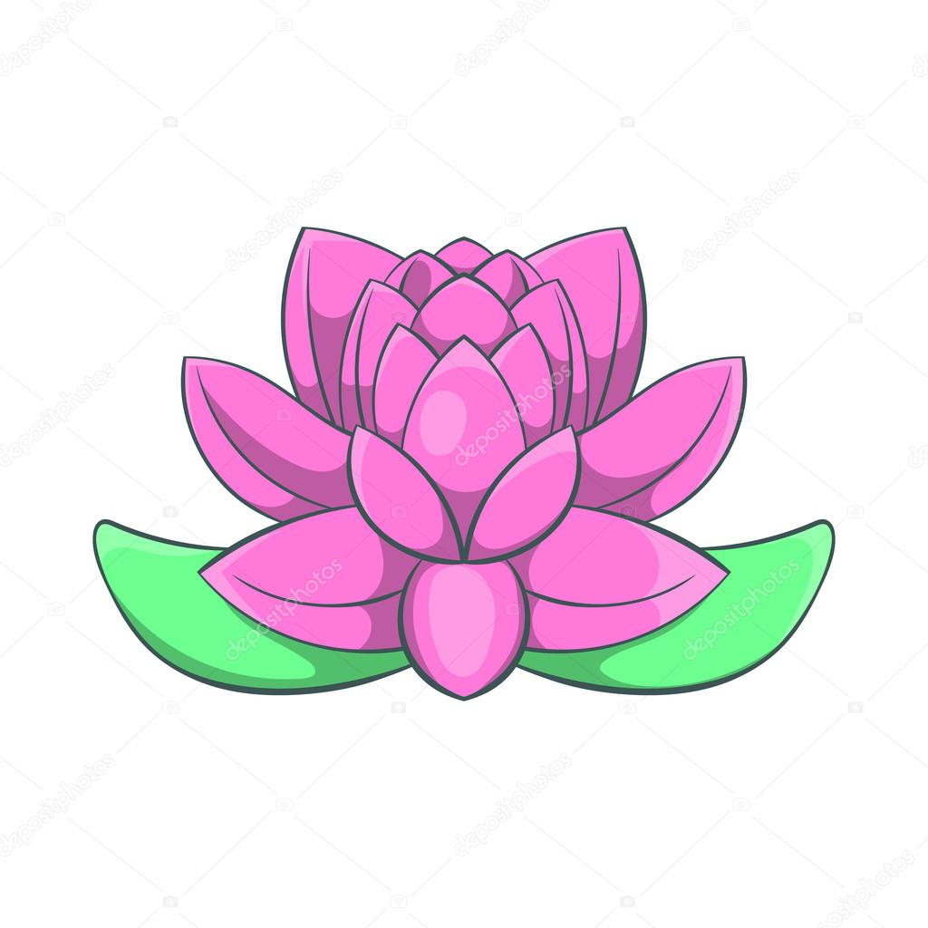 Icono de la flor de loto rosa, estilo de dibujos animados — Vector de