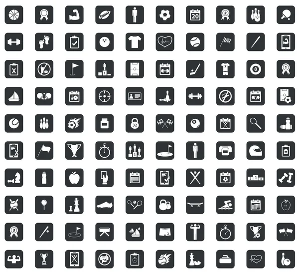 100 Sport icons set, square, black
