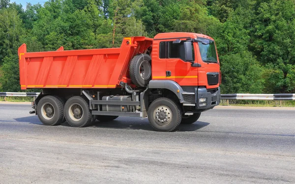 Dump truck goes on highway